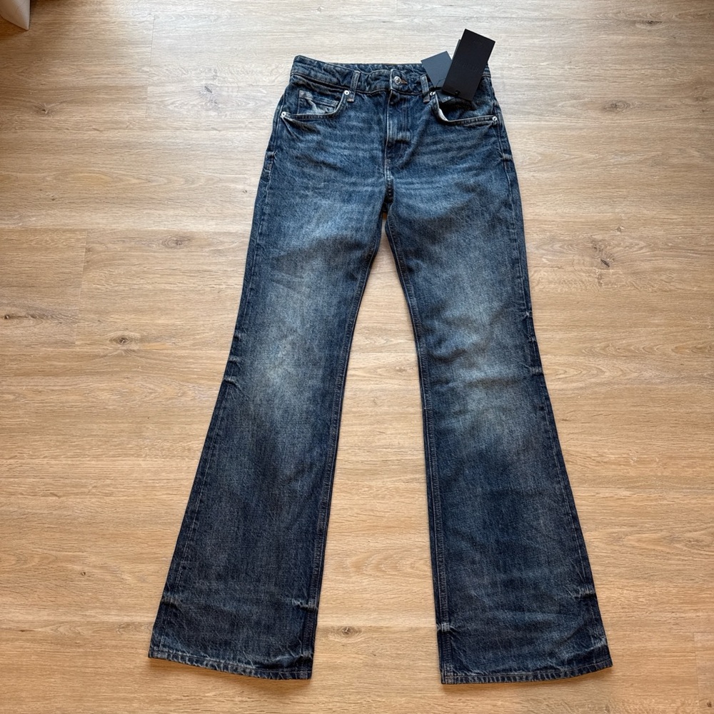 NWT Mango Distressed Blue Flared Jeans 4
